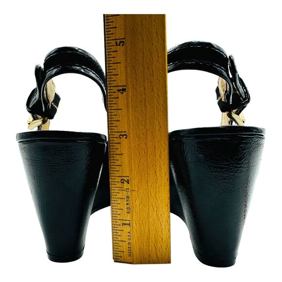 Michael Kors Platform Sandals Womens 10 Black Leather Open Toe Chic Elevated EUC - Picture 11 of 16